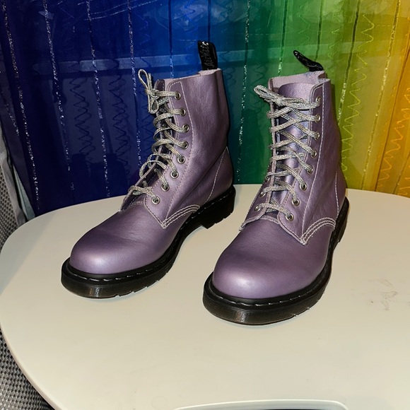 Martens Lavender Metallic Virginia 1460 Pascal Lace Up Boots - Main Image